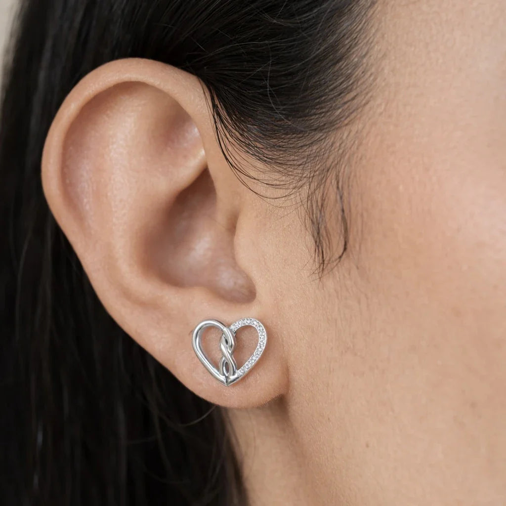 Diamond Open Heart Stud Earrings | Elegant Pavé Heart Design for Women Made With Pure 925 Silver