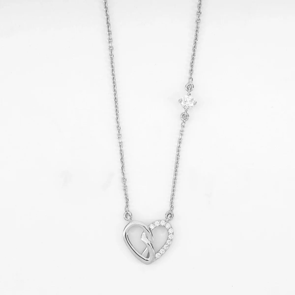 Diamond Heart Pendant Necklace | Romantic Open Heart Design for Women Made With Pure 925 Silver