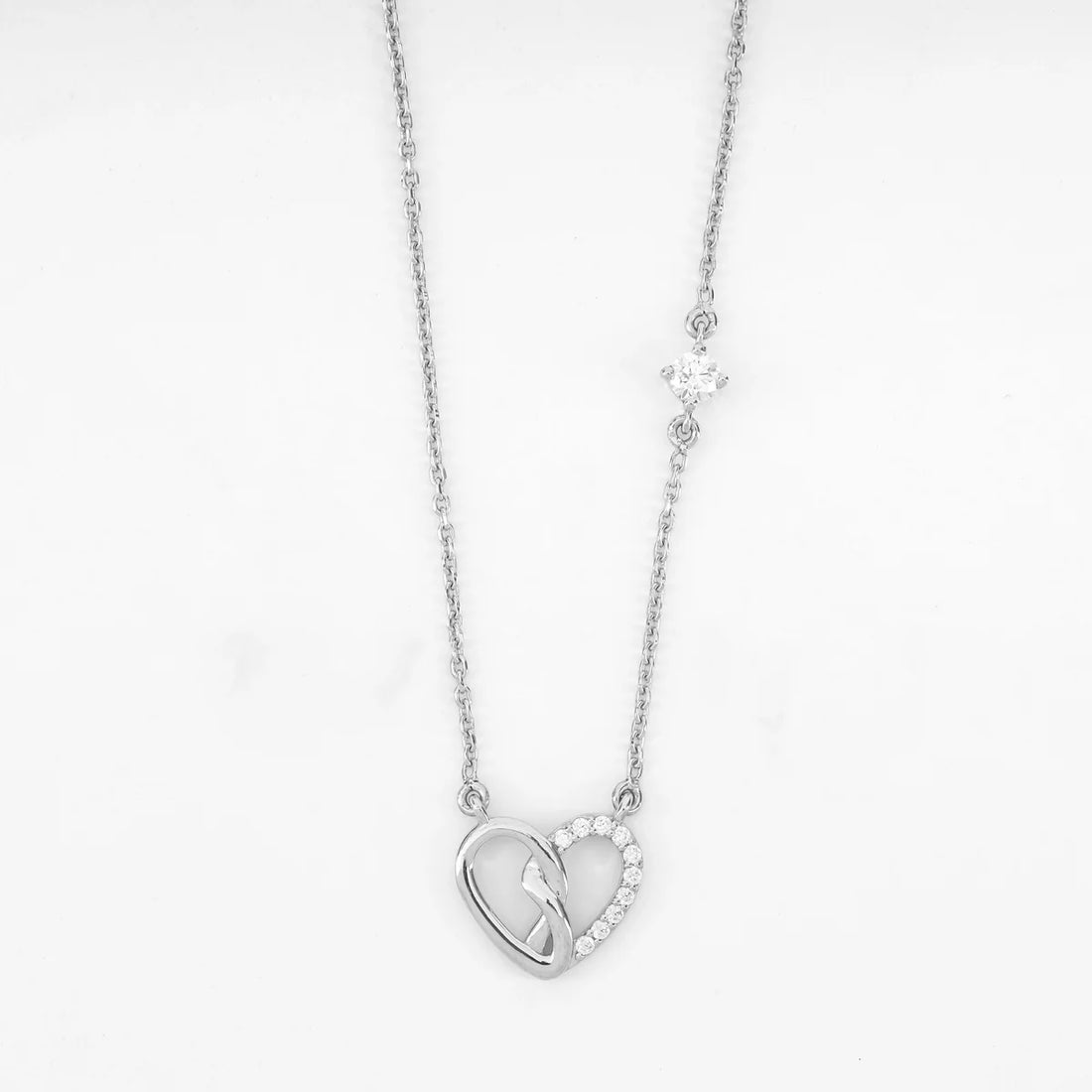 Diamond Heart Pendant Necklace | Romantic Open Heart Design for Women Made With Pure 925 Silver