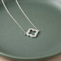 Enchanted Clover Diamond Halo Necklace Made With Pure 925 Silver