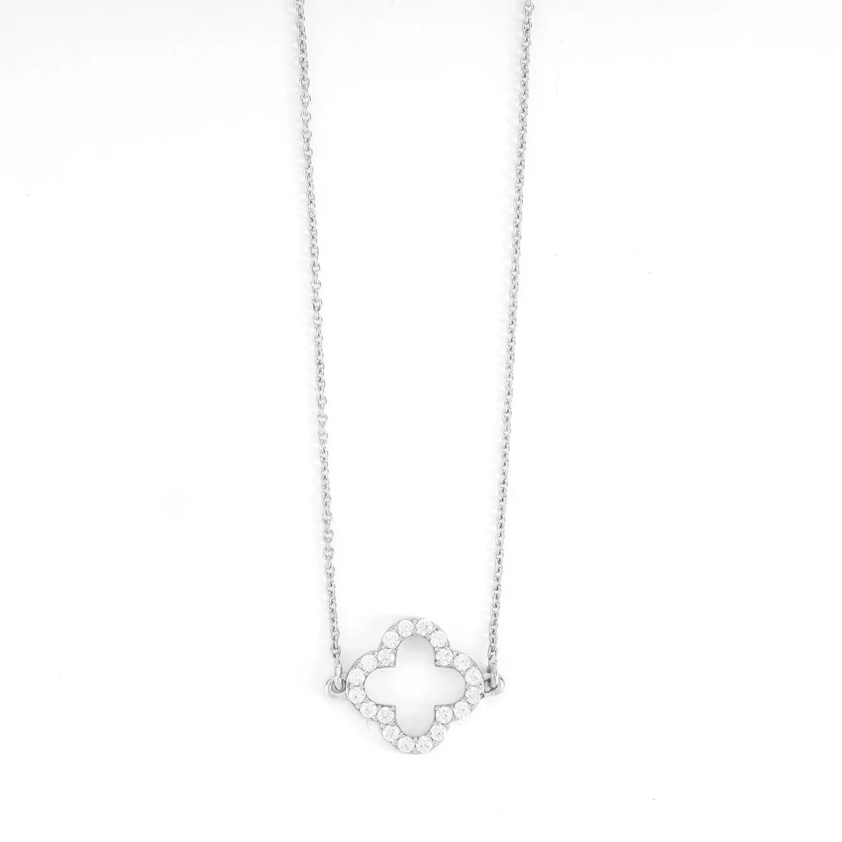 Enchanted Clover Diamond Halo Necklace Made With Pure 925 Silver
