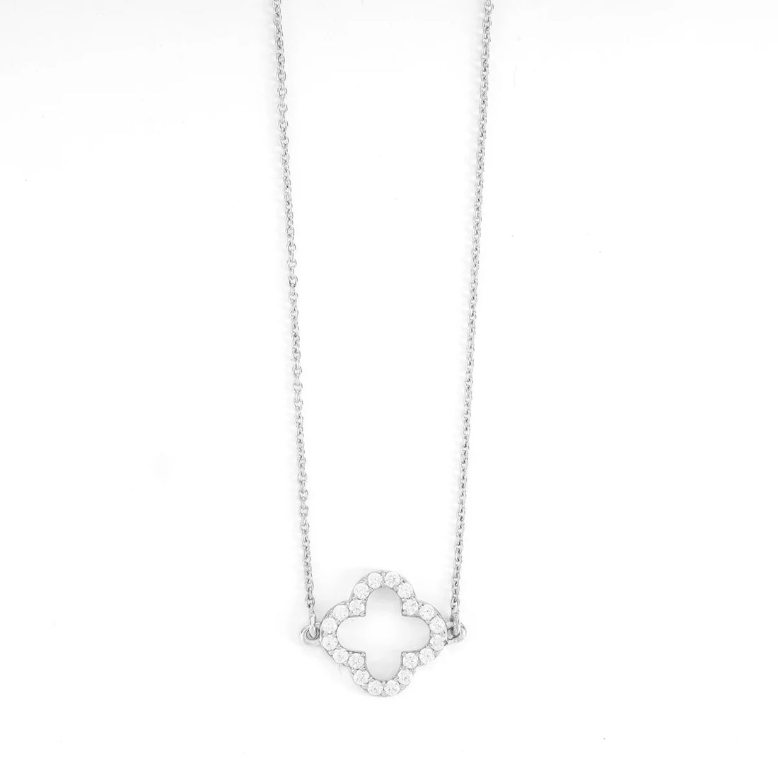 Enchanted Clover Diamond Halo Necklace Made With Pure 925 Silver