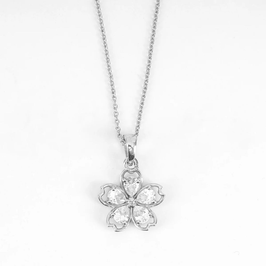Floral Diamond-Cut Pendant Necklace for Women Made With Pure 925 Silver