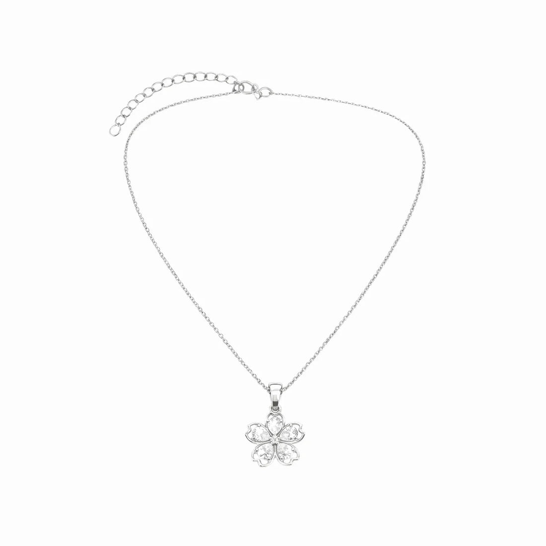 Floral Diamond-Cut Pendant Necklace for Women Made With Pure 925 Silver