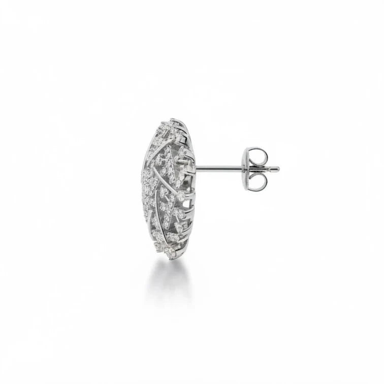 Diamond Snowflake Stud Earrings in 925 Sterling Silver – Sparkling Winter Inspired Design