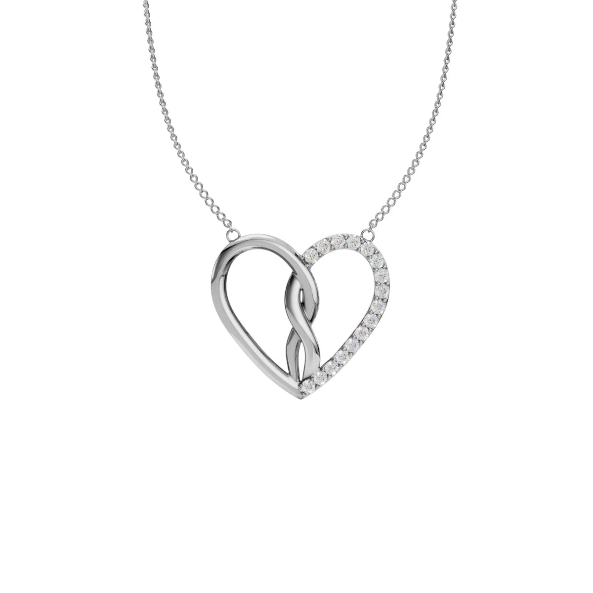 Diamond Heart Pendant Necklace | Romantic Open Heart Design for Women Made With Pure 925 Silver