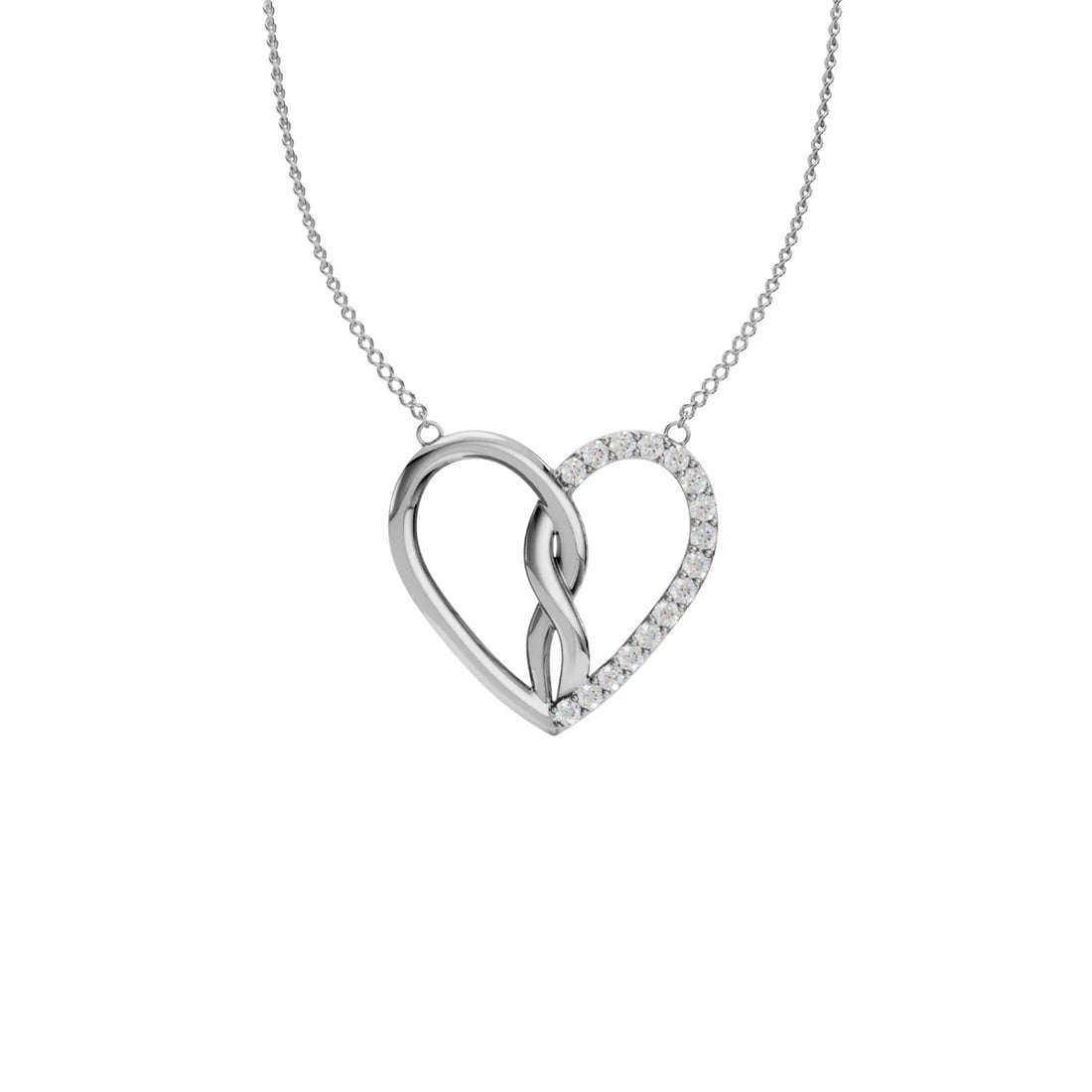Diamond Heart Pendant Necklace | Romantic Open Heart Design for Women Made With Pure 925 Silver