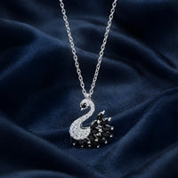 Black Swan Diamond Pendant Necklace in Made With Pure 925 Silver