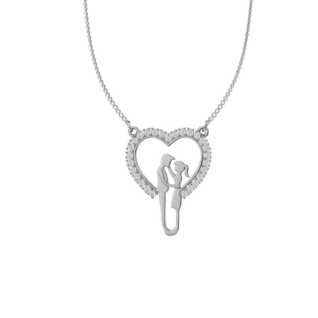 Couple Silhouette Heart Pendant Necklace