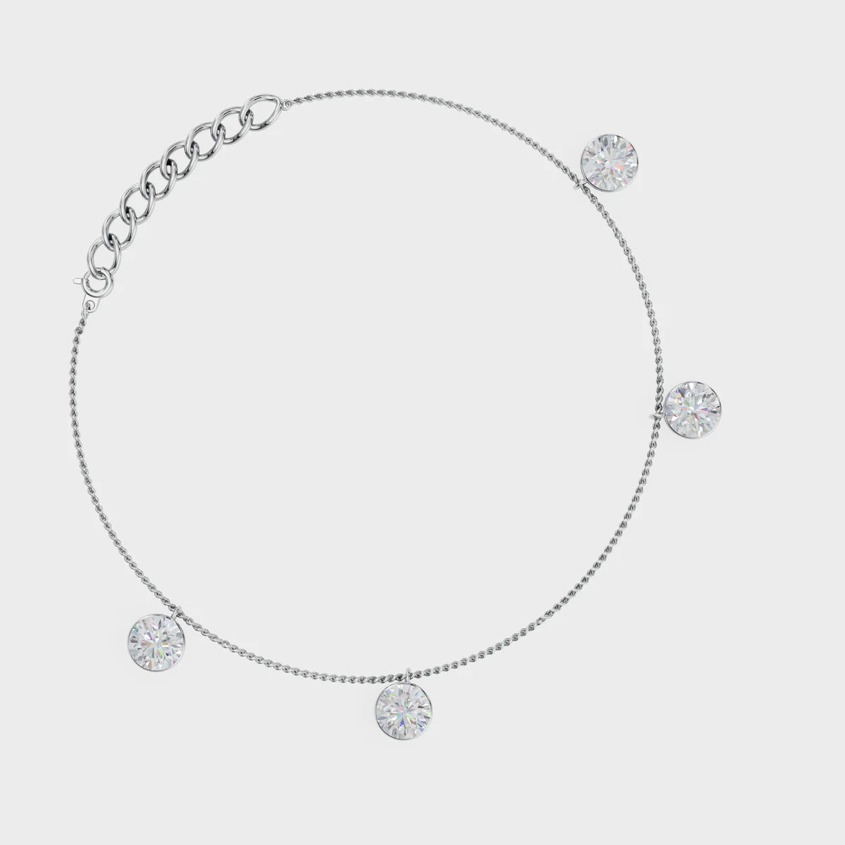 Celestial Sparkle Station Diamond Anklet in 925 Sterling Silver