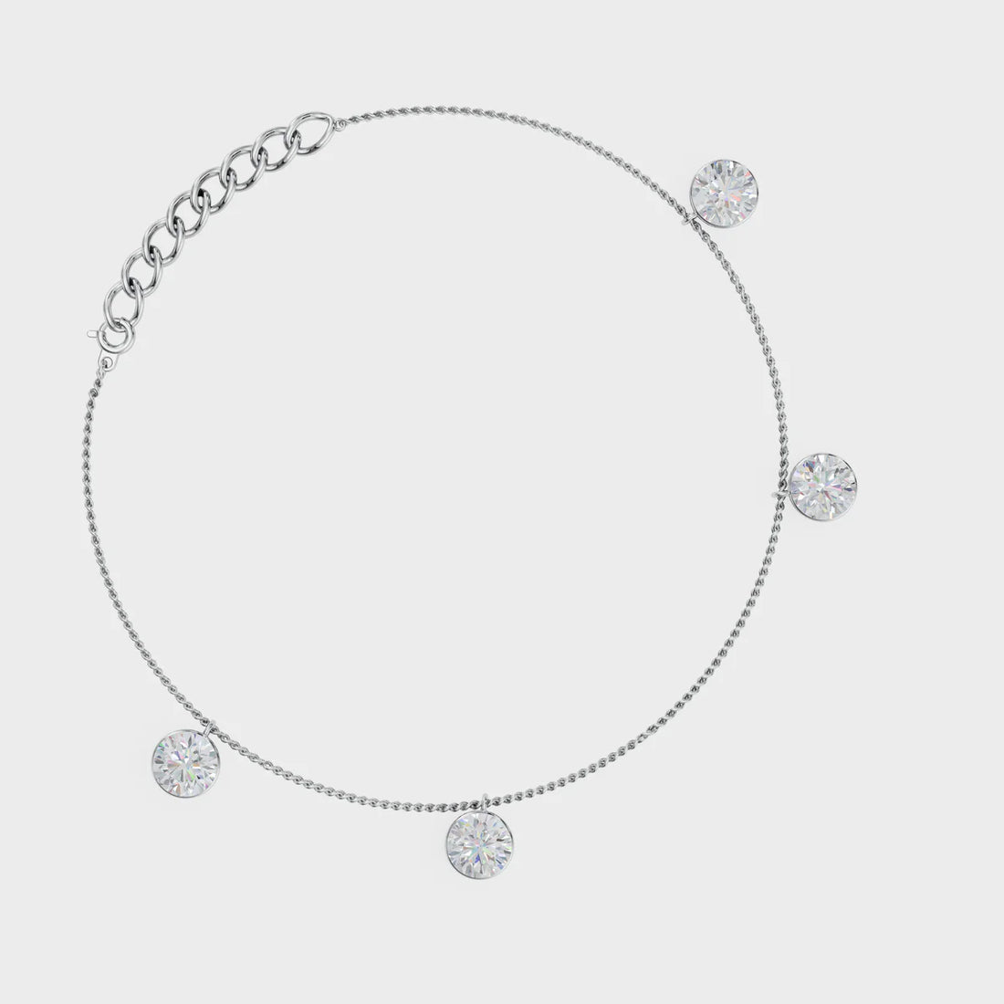 Celestial Sparkle Station Diamond Anklet in 925 Sterling Silver