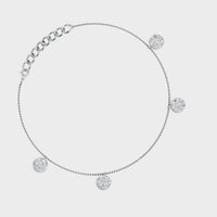 Celestial Sparkle Station Diamond Anklet in 925 Sterling Silver