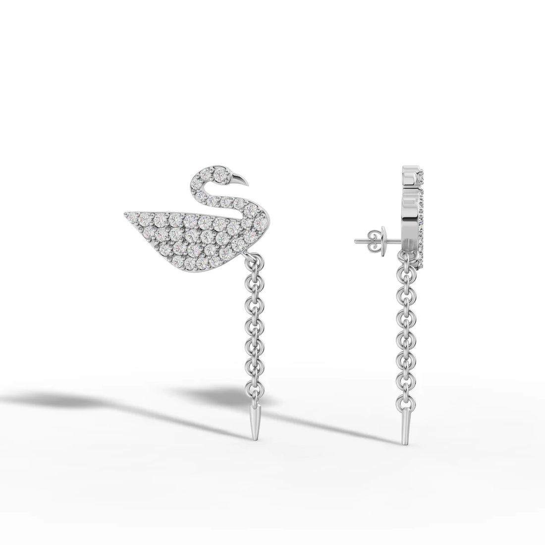 Eternal Swan Love Diamond Earrings Made With Pure 925 Silver