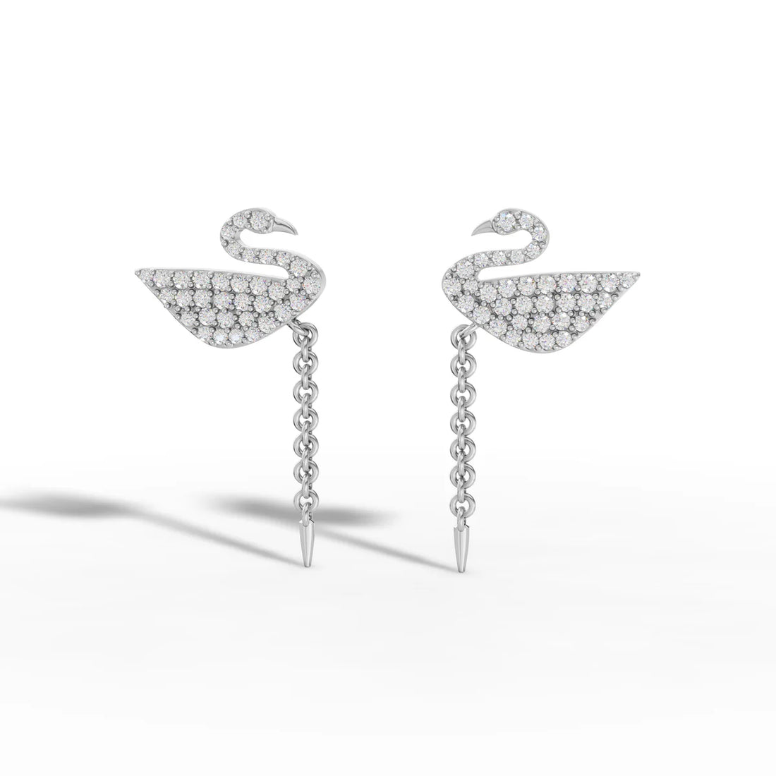 Eternal Swan Love Diamond Earrings Made With Pure 925 Silver