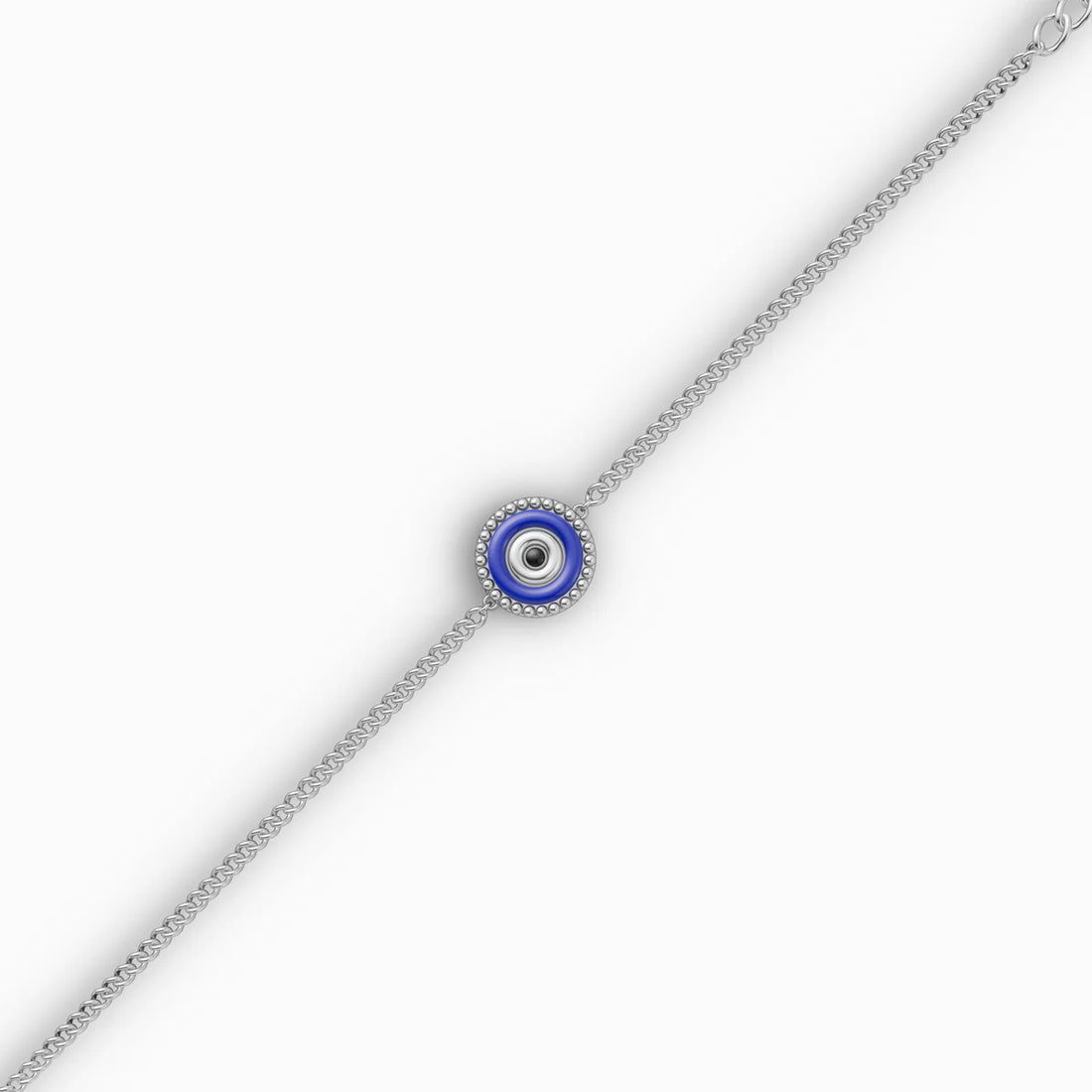 Evil Eye Nazariya Charm Adjustable Anklet Made With Pure 925 Silver