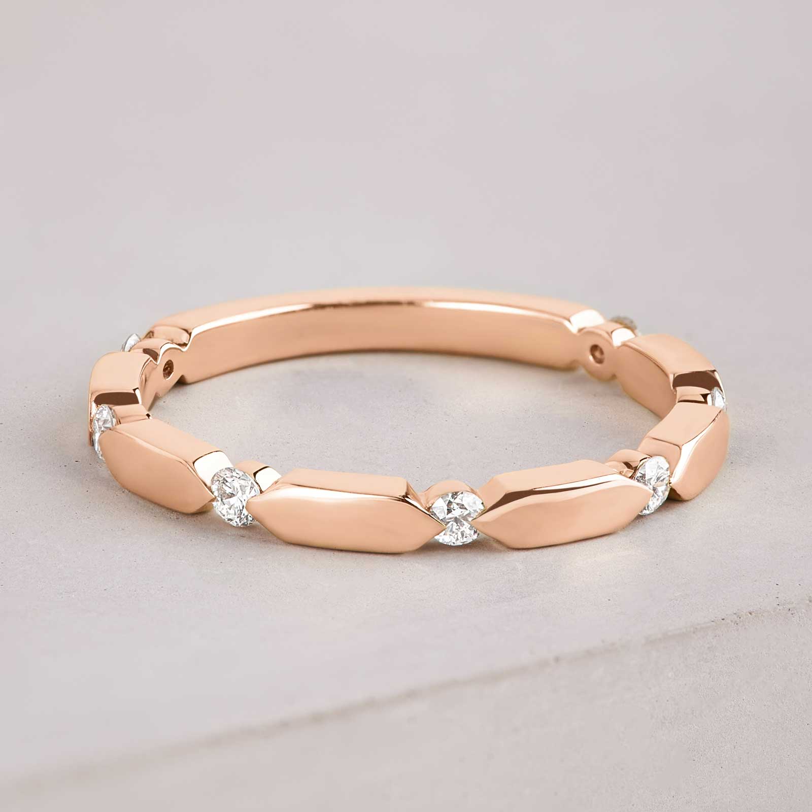 Hexagon Tile Diamond Band Ring