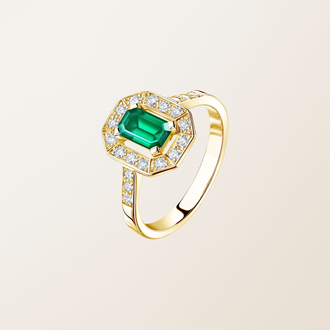 Astera Emerald Halo Ring
