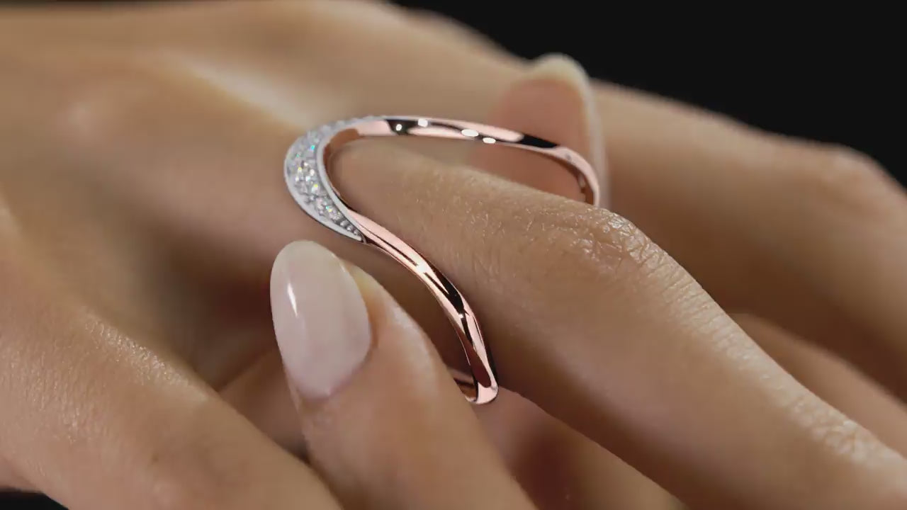 Luna Wave Diamond Ring in 18K Rose &amp; White Gold