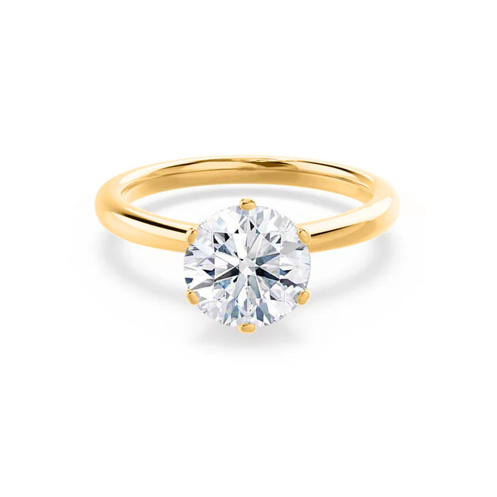 Round Lab Diamond 10k,14k,18k Gold Solitaire Ring